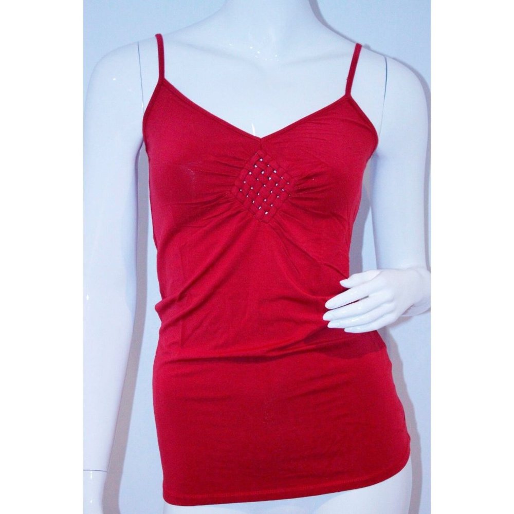 LINQ Los Angeles Tank TOP Shirt RED Spaghetti Strap S